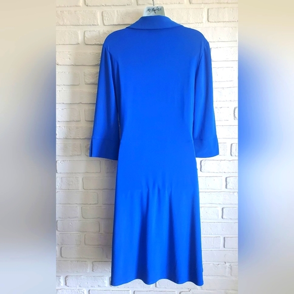 Joseph Ribkoff Collared Wrap Dress Royal Blue Sapphire 3/4 Sleeves Size 12 Retro - Picture 2 of 11